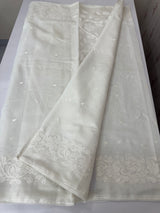 Dyeable Chanderi applique work saree MSH173(3) OffWhite