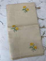 Tissue linen saree with embroidery MSL4900 - Yellow