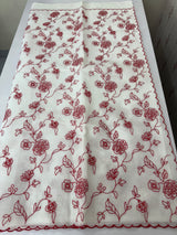 Kota Moonga checks embroidery saree MSH129- White to Red