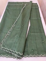 Cutwork Semi tussar saree MTSS680 DarkGreen