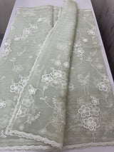 Crush Tissue Organza saree with embroidery - MS14799 Pastel SageGreen