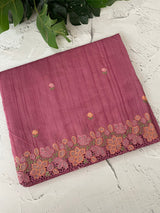Blended tussar saree with cutwork border- MSHK695 DarkOnionPink