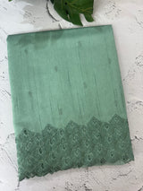 Crushed Matka Blended Tussar silk saree with cutwork borders MS4890 Green
