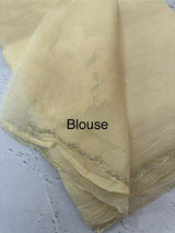 Crush Organza saree with applique work MBS676 ButterYellow