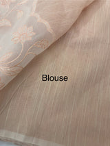 Khadi supernet saree with net applique borders MSH208 PastelPeach