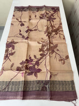 Pure printed tussar silk saree with blouse- MTSB7