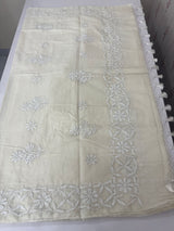 Mul chanderi chikankari embriodery saree MSH291 (5) Offwhite
