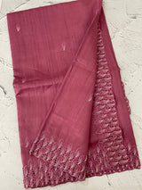 Semi tussar saree with cutwork MSHK566 (pink)