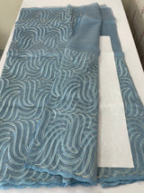 Glass organza saree with thread work- MOS351 DustyPowderBlue