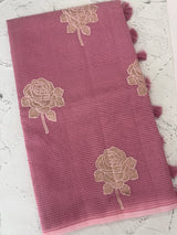 Kota Moonga checks saree with tissue applique work MMS431