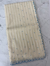 Mul Chanderi saree with foil work & scalloped borders - MNM303