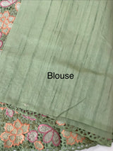 Blended tussar saree with cutwork border- MSHK695