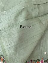 Blended tussar saree with embriodery - MSH6790 DuskyGreen