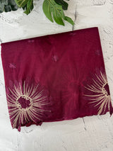 Organza saree with embroidery borders MOS4765 MaroonWine