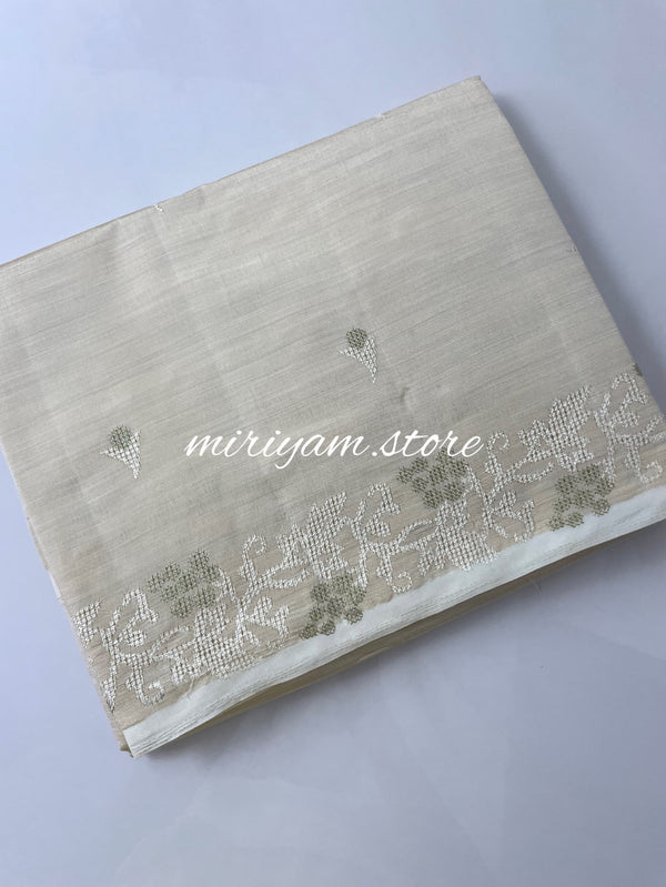 TARA- Semi silk saree with cross stitch embroidery MFTS141