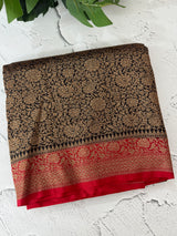 Banarasi semi katan saree with contrast border MKS455 Black to Red