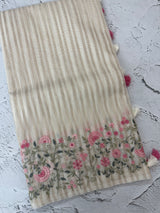 Mul chanderi saree with embriodery & zari lines MSH275