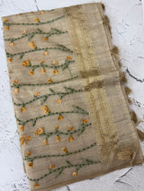 Kanta Handstitched Blended tussar silk saree MS15844