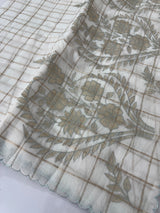 Check Mul chanderi saree with applique work MSH164- White to Grey