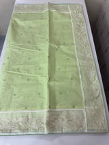 Mul chanderi cotton saree with organza applique borders MSH212 - PastelGreen
