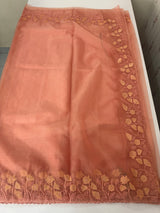 Soft Organza saree with embroidery borders - MCW786 Peach