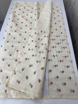 Moonga Kota checks saree with embroidery MSH244 Offwhite