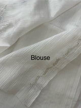Soft crush Organza saree with applique work MBS679- White