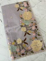 Chanderi cotton saree with embroidery borders - MSH4545 DustyLavender