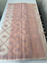 Kota Moonga checks saree with Chikankari work MSH241