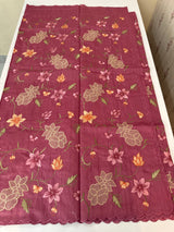 Blended tussar saree with applique work and embroidery MTSS451 BerryPink
