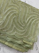 Glass organza saree with thread work- MOS351 PastelGreen