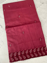Semi tussar saree with cutwork MSHK566 Cranberry