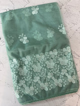 Glass tissue organza saree with embroidery MSF121 DustyBlueGreen (2)