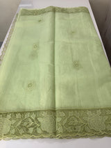 Viscose Organza saree with applique work-MSH101 PistaGreen
