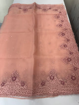 Cutwork Glass organza saree with Blouse MOS453 PeachyPink