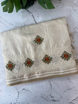 Blended soft tussar silk saree MS90543- Cream