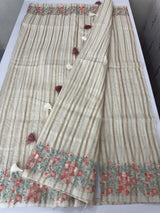 Mul chanderi saree with embriodery & zari lines MSH275