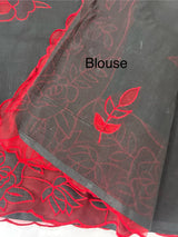 Moonga checks Applique work saree MSH110- Black & Red