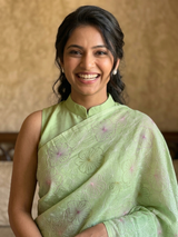 Mul chanderi saree with embroidery - MS1427 LightGreen