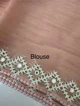 Tissue Organza saree with Kutch hand embroidery and mirror work- MS14799 PastelPeach