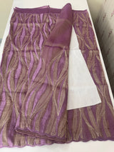 Georgette - Organza saree with thread work MS349 Mauve