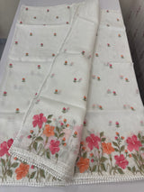 Silky kota saree with embriodery MS16263 White