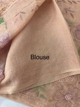 Mul chanderi saree with embroidery - MS14899 DustyPeach