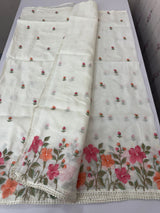 Silky kota saree with embriodery MS16263 Offwhite