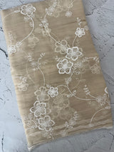 Crush Tissue Organza saree with embroidery - MS14799 Beige