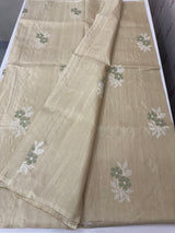 Crepe semi tussar silk saree with cross stitch embroidery-MSCS634