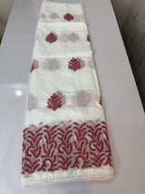 Chritsmas Special Soft kota checks saree with embroidery - MS7690(1) White & Red