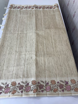Blended tussar saree with embriodery - MS8665 Chikoo