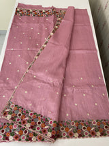 Blended tussar saree with embriodery - MSH6790 OnionPink