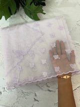 Khadi Linen saree with net applique borders MSH247 PaleLavender